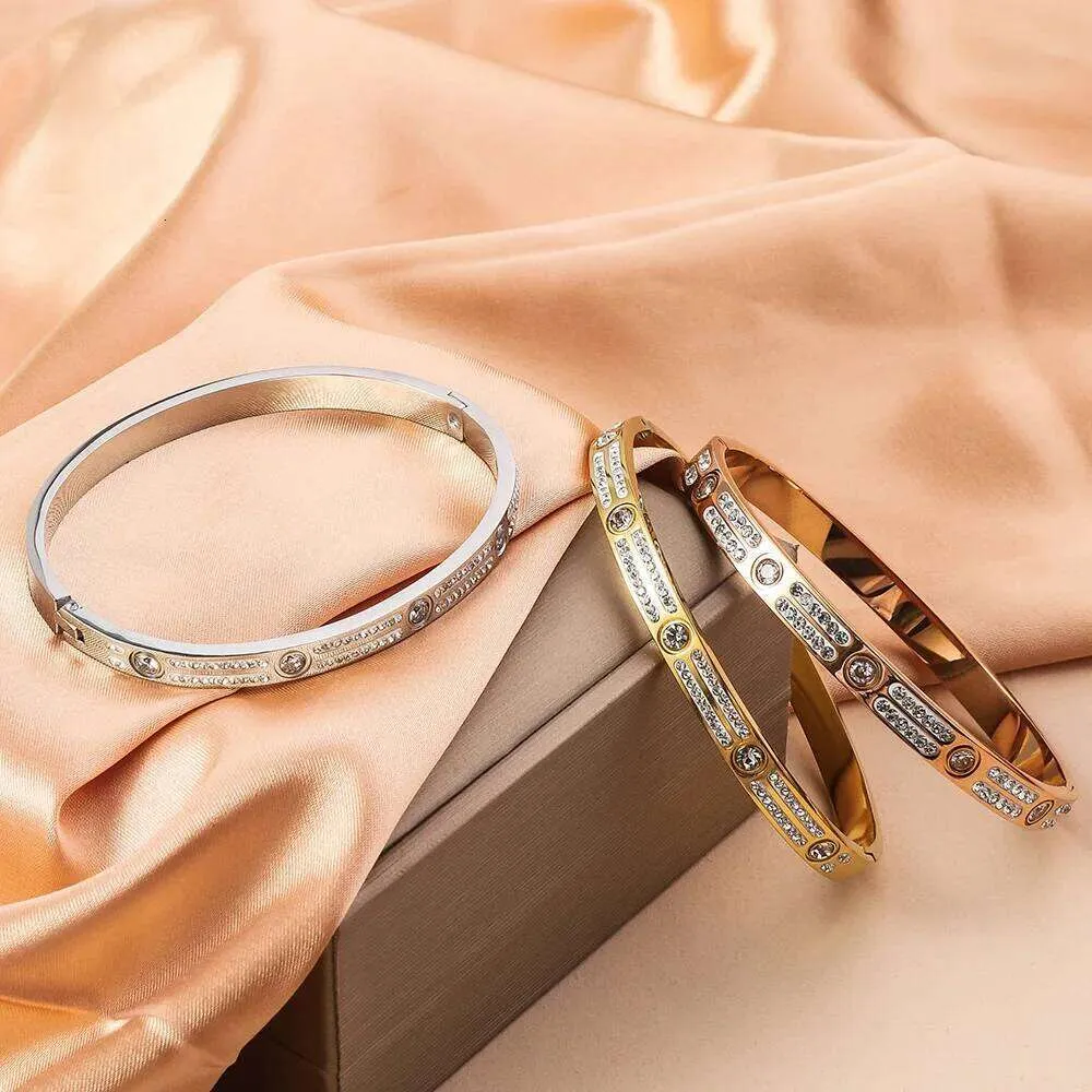 Bangle Double Row Zircon Star Stainless Steel Bracelet For Women_voghion.com