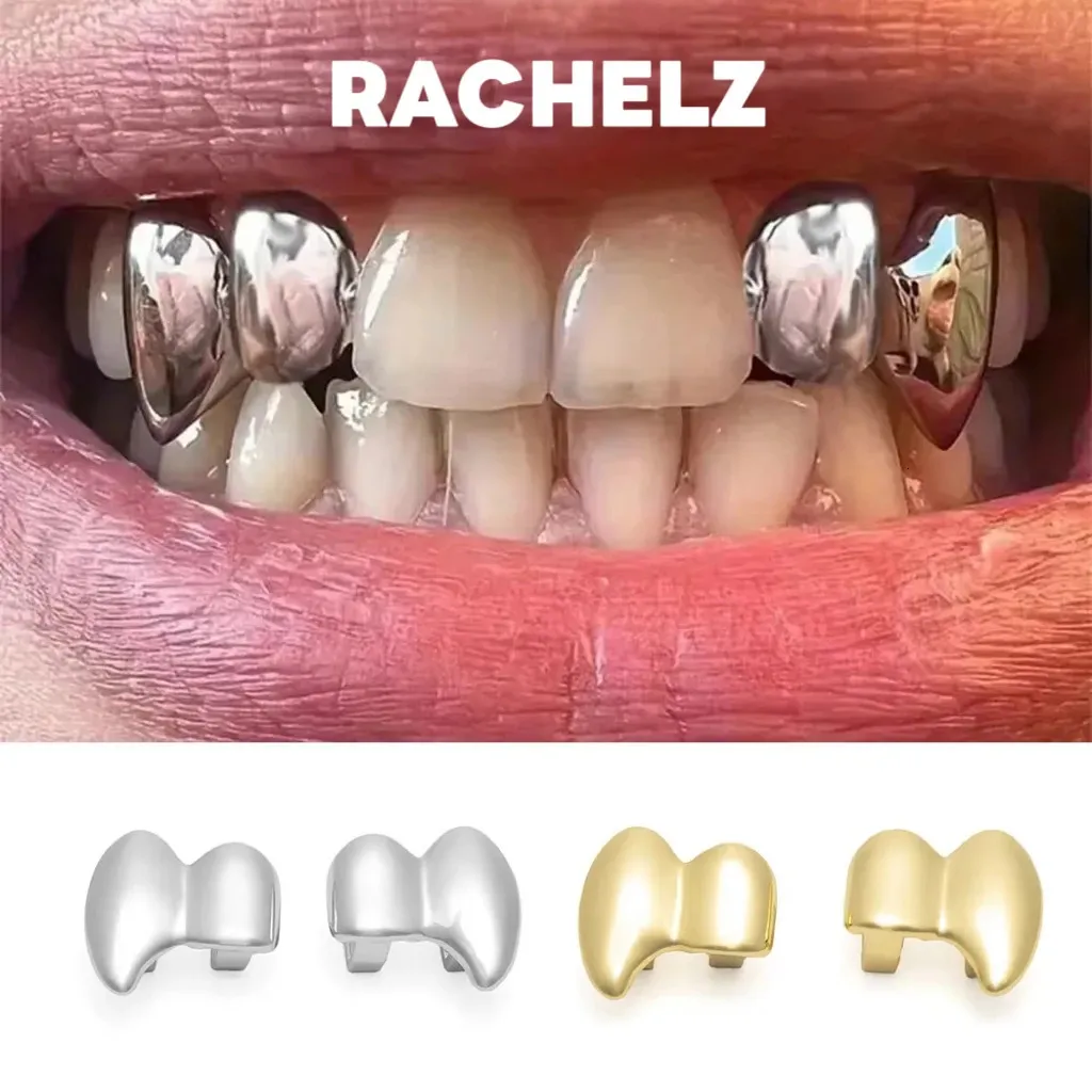 RACHELZ Hip Hop Glossy Double Fangs Teeth Caps Dental Grills DIY Punk ...