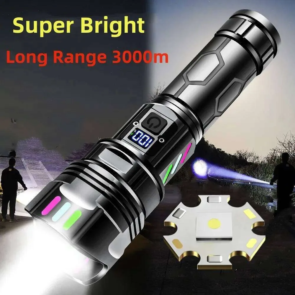 9000 lumen flashlight rechargeable mini LED Flashlight, lumens Ultra Bright Small Flashlight, with Clip and Magnet, IPX6 Waterproof, 6 Modes, Suitable for Camping, Hiking, and Emergency situations (2-Piece Set) Flashlights 9000 High Lumen -