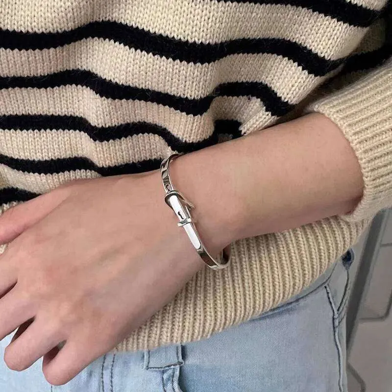 New 925 Sterling Silver Metallic Belt Vintage Punk Bracelet Bangle For Woman Girl Fashion Jewelry Gift Dropship_voghion.com