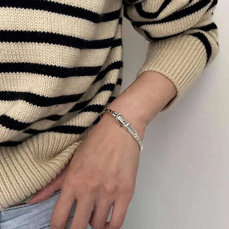 New 925 Sterling Silver Metallic Belt Vintage Punk Bracelet Bangle For Woman Girl Fashion Jewelry Gift Dropship_voghion.com