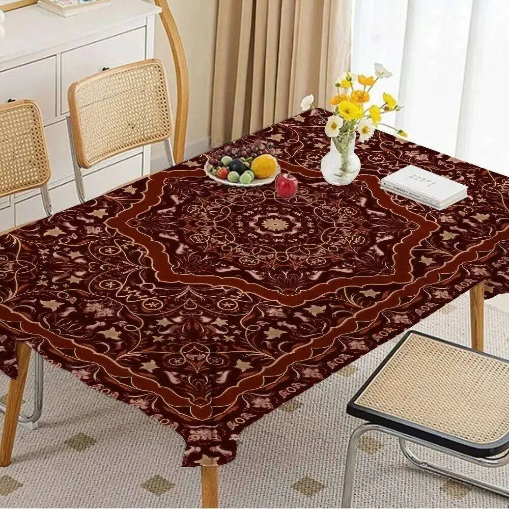 Braune Samt-Tischdecke – Rechteckig, 140 X 260 Cm, Luxuriöser Vintage-Look, Waschbar, Für 8–10 Pers