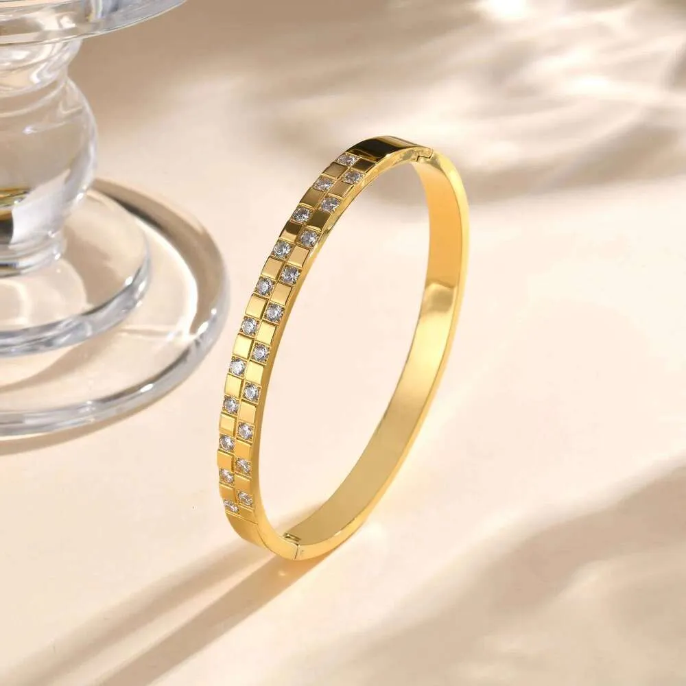 Zircon Square Open Bracelets CZ Stainless Steel Hinged Cuff Bangle Bracelet For Women Luxury Fashion Jewelry XJ260302_voghion.com