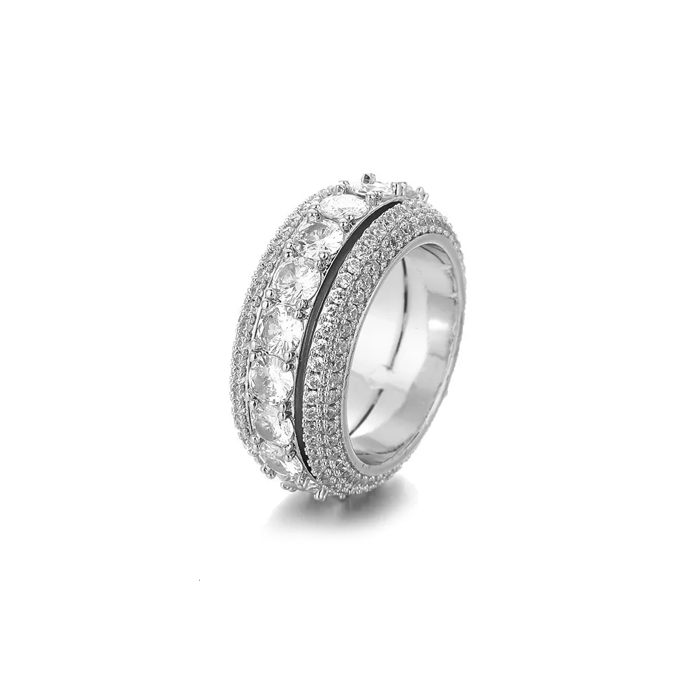Bague acier anneaux entrelacés zirconia blanc