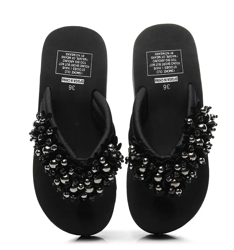 Damen Keilabsatz Flip Flops Für Den Sommer Strand Pantoletten_voghion.com