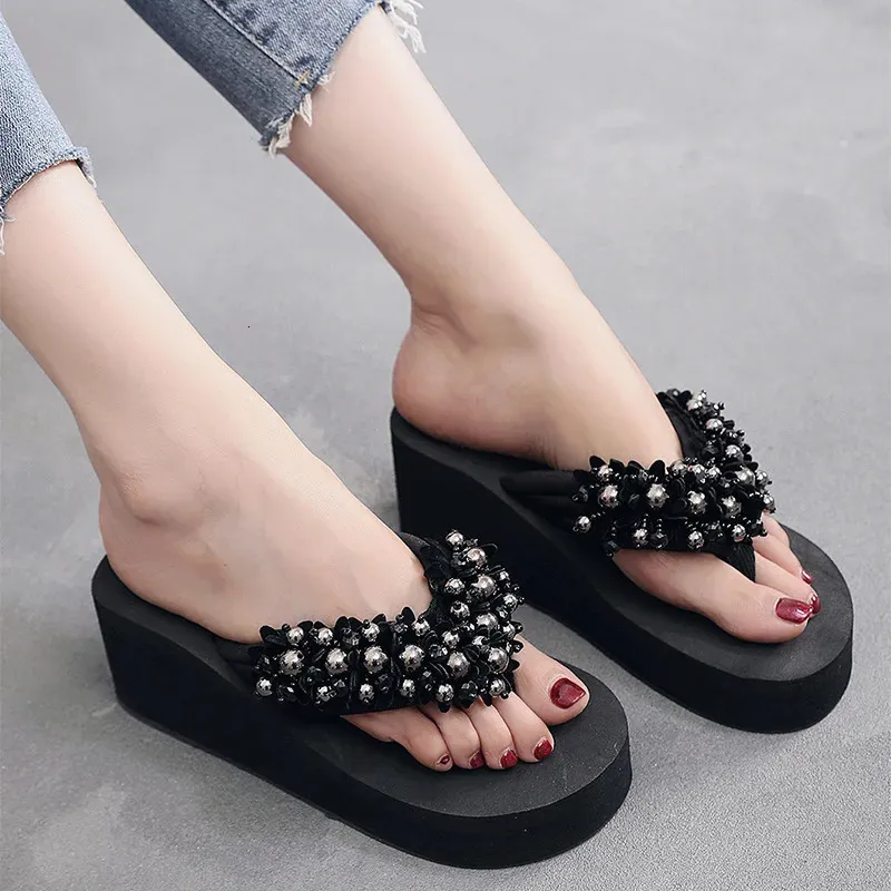 Damen Keilabsatz Flip Flops Für Den Sommer Strand Pantoletten_voghion.com