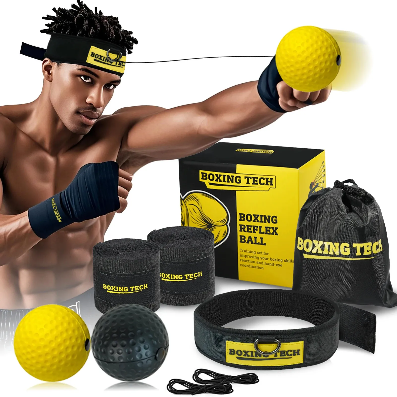 Boxing Reflex Ball Set with Adjustable Headband, Two Difficulty Levels ...