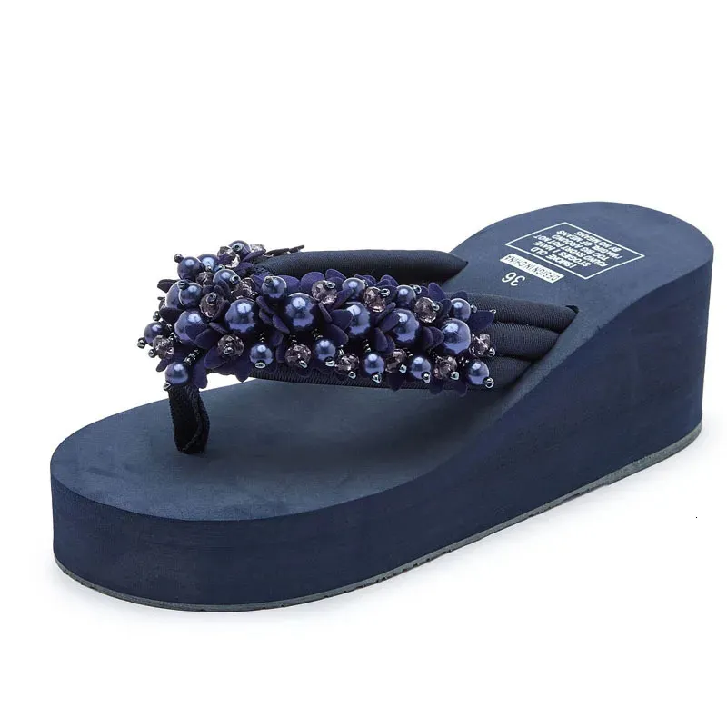 Damen Keilabsatz Flip Flops Für Den Sommer Strand Pantoletten_voghion.com