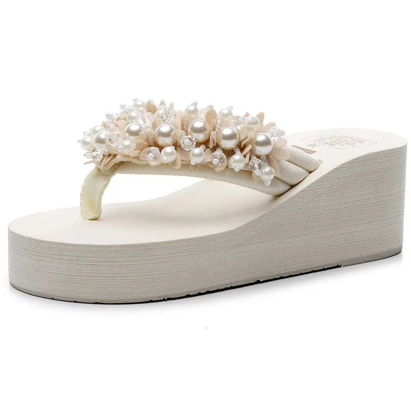 Damen Keilabsatz Flip Flops Für Den Sommer Strand Pantoletten_voghion.com