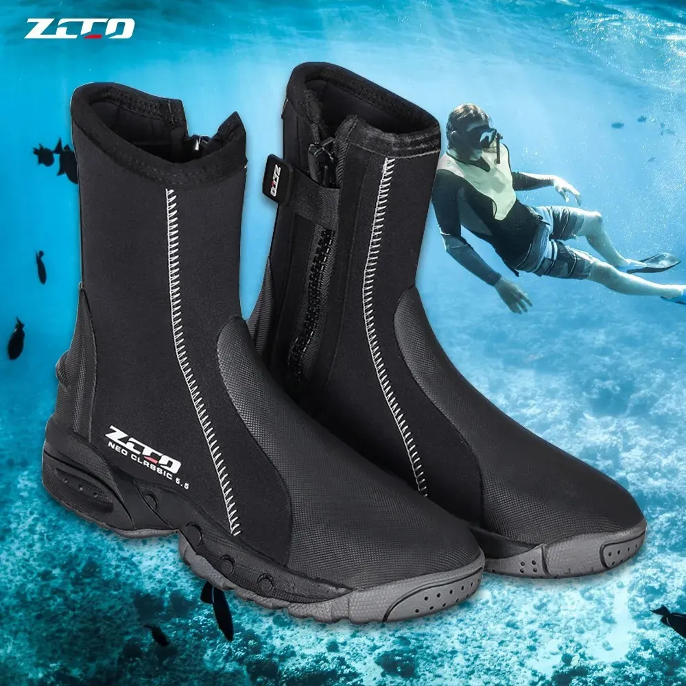5mm Neoprene Dive Boots with Side Zipper for Men Snorkeling Scuba ...