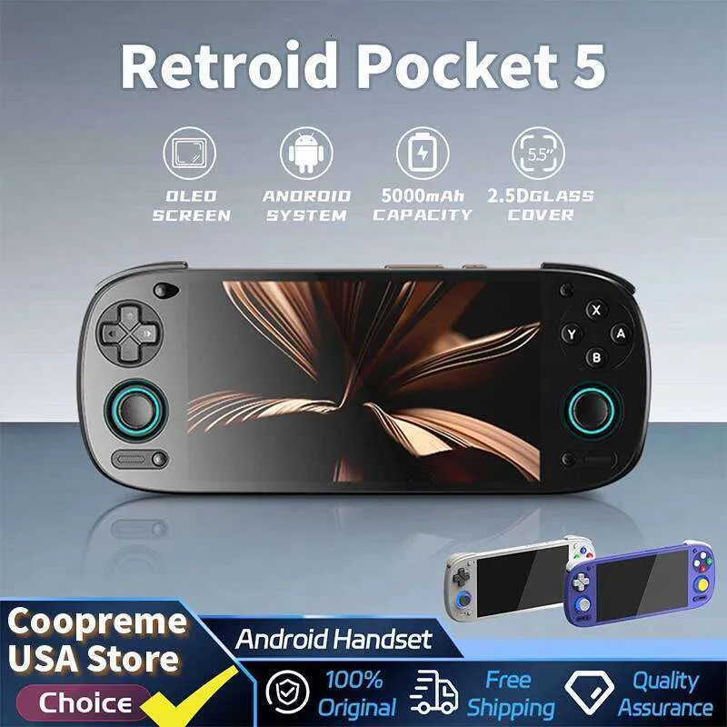 Retroid 5 Retroid Pocket 5 Handheld Game Console 5.5 in AMOLED Screen Android 13 ...