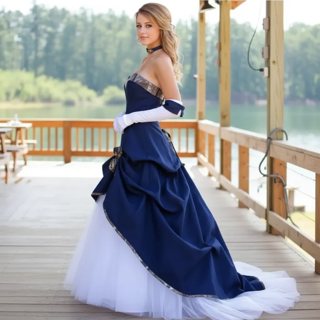 Country Western Bridal Gown Plus Size Strapless Navy Blue And White Camo Tulle Dress With Lace-Up Back And Sweep Train from Dhgate A-Line Wedding Dresses - price 150.86 Country Western Bridal Gown Plus Size Strapless Navy Blue And White Camo Tulle Dress With Lace-Up Back And Sweep Train from Dhgate A-Line Wedding Dresses - price 150.86