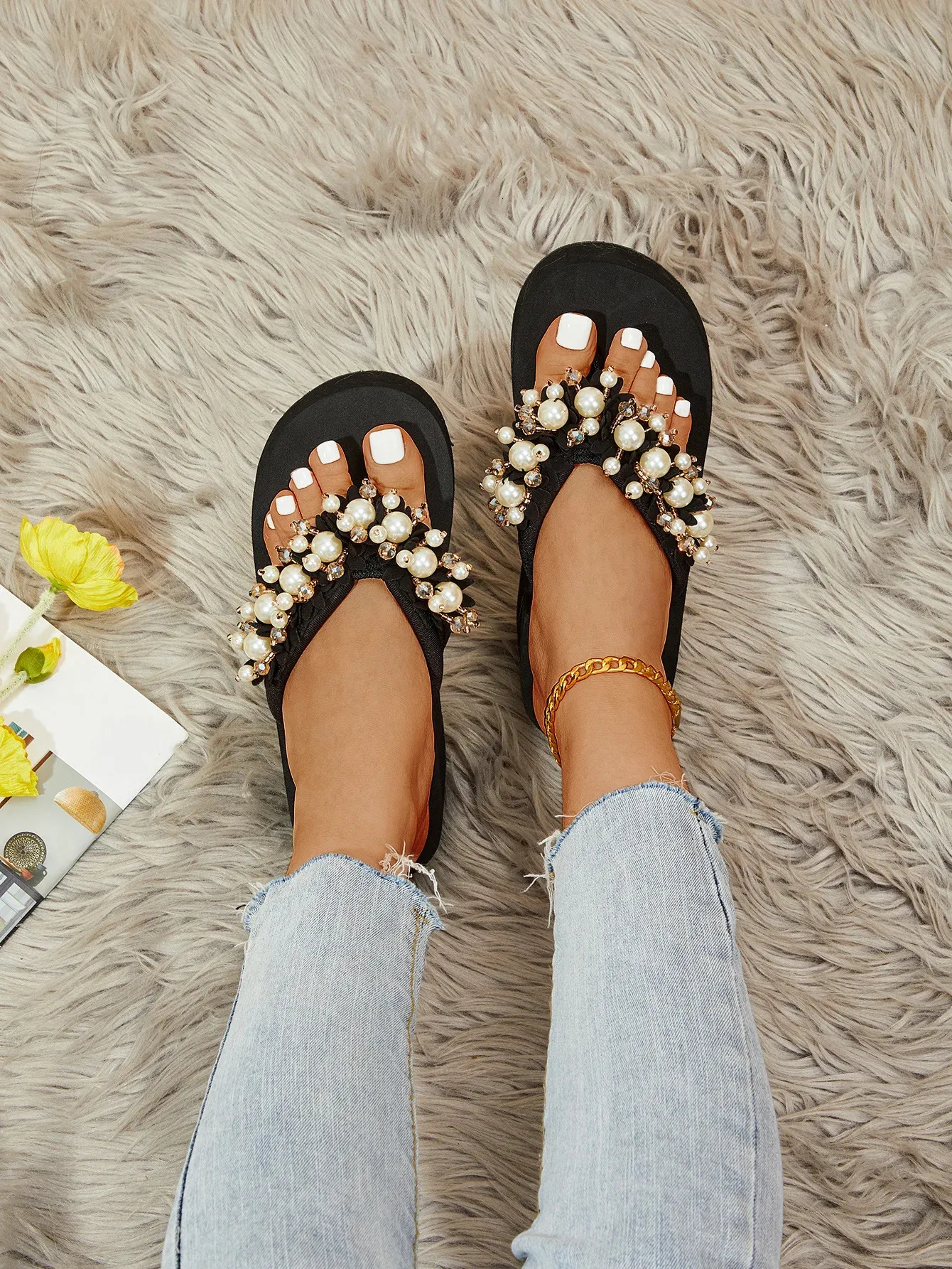 Damen Keilabsatz Flip Flops Für Den Sommer Strand Pantoletten_voghion.com