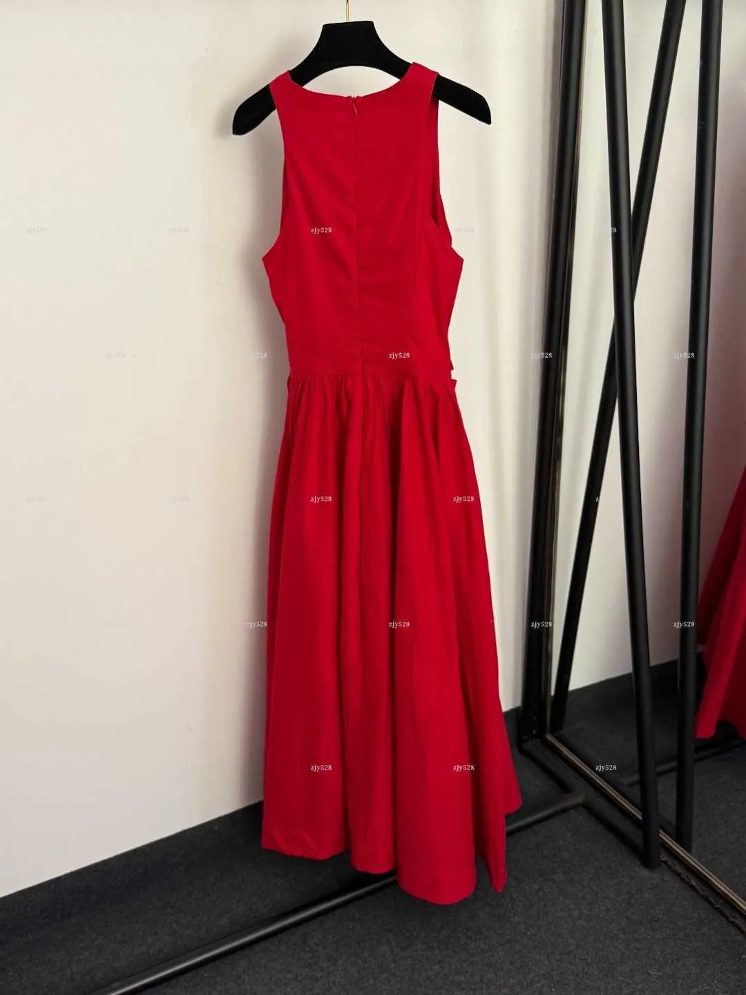 Sleeveless Round Neck Women Dress Summer Floral Mid-Calf Vintage ...