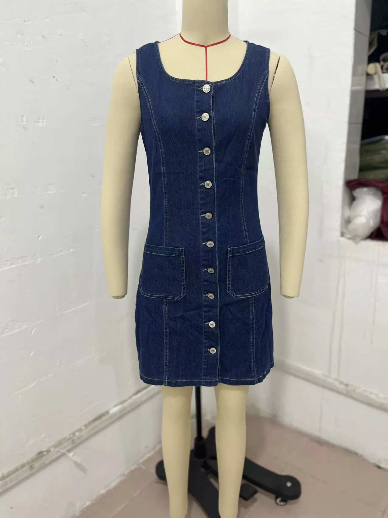 empire waist denim dress ebossy Stretchy Smocked for Women Sleeveless Babydoll Button Down Midi Long Jean Dresses (XS, Blue) at Amazon Women's Clothing store line skirt encourages all Empire Waist Denim Dress -