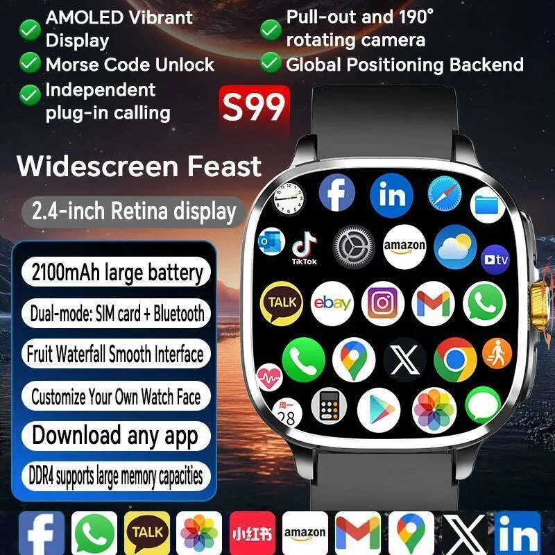 Android 13.0 Smartwatch 5G Full Netcom with 190 Rotary Camera GPS ...