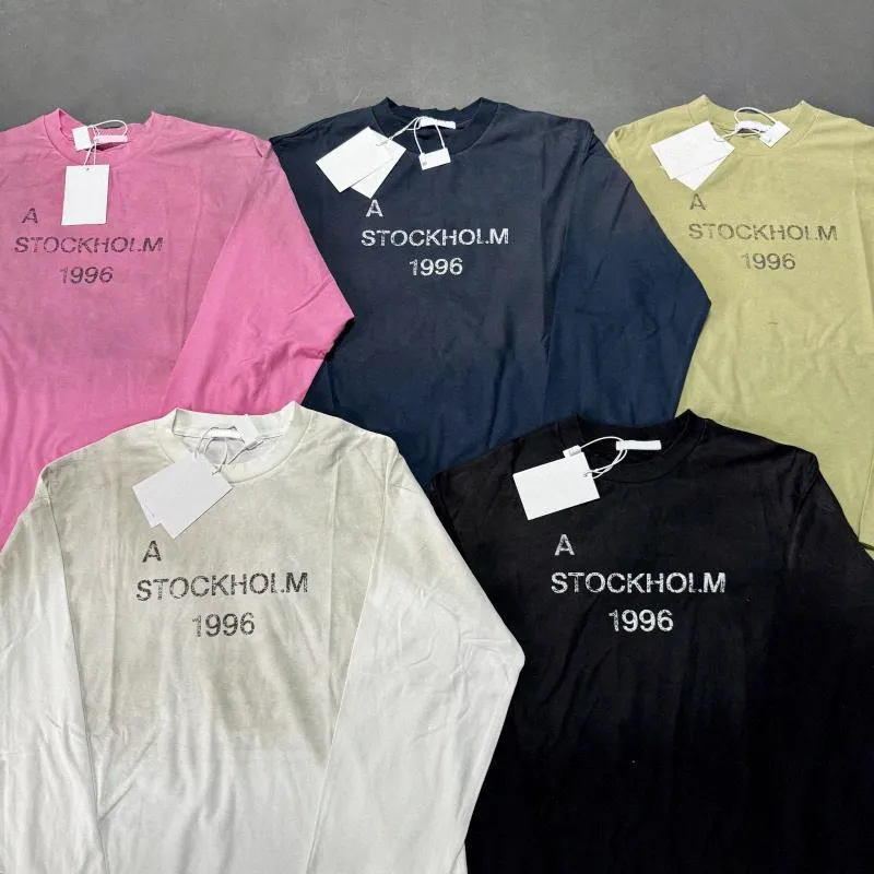 Designer T Shirts Mens Womens STOCKHOLM 1996 T-shirts Loose Tees Acnes Tops Man Casual Shirt Streetwear Studioly Shorts Sleeve Polos Tshirts Size S-XL Y8wG#