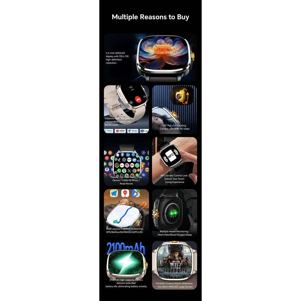 Android 13.0 Smartwatch 5G Full Netcom with 190 Rotary Camera GPS ...