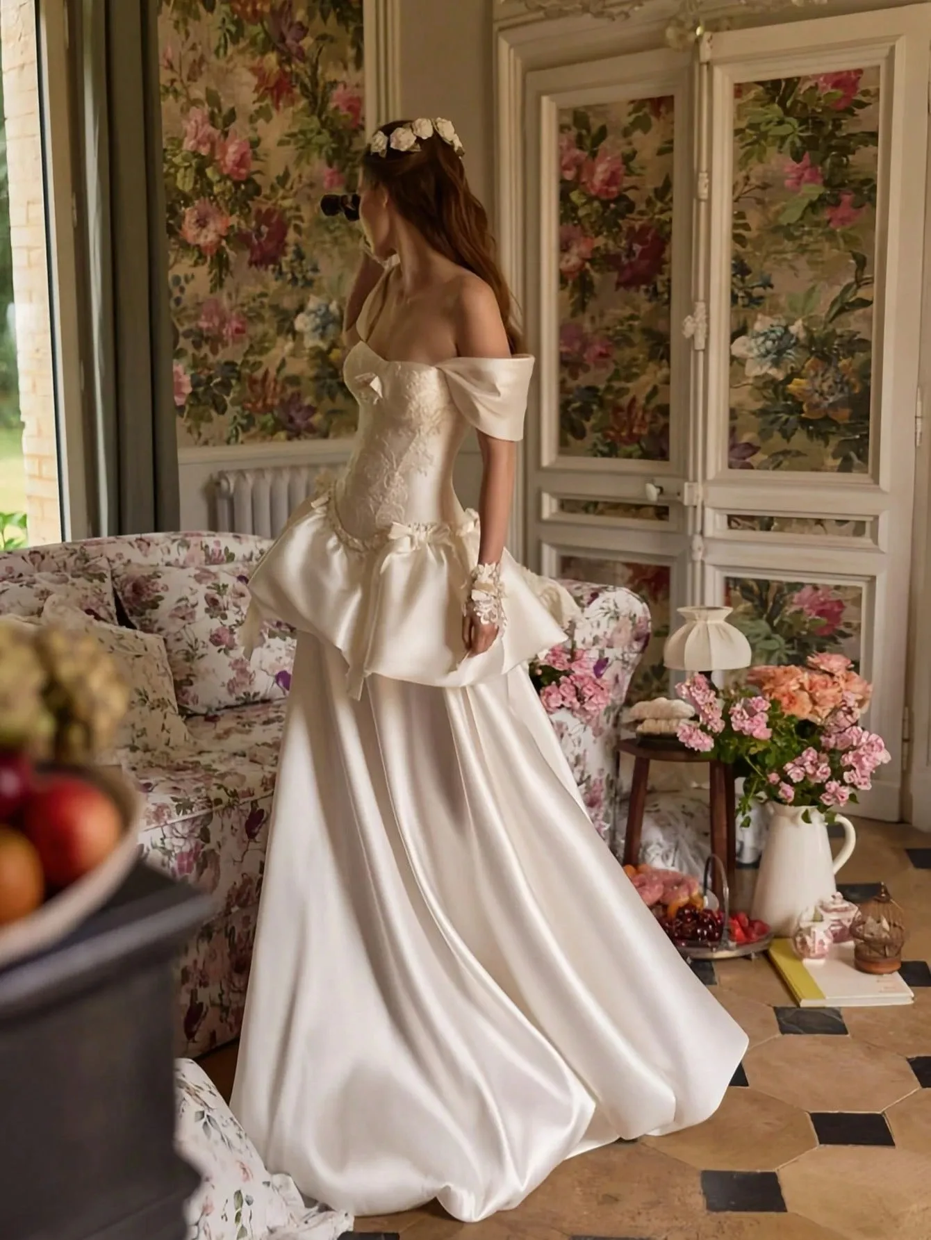mermaid wedding dress with lace up back Julia Corset-Back Lace and Tulle Mermaid Wedding Dress White / 20