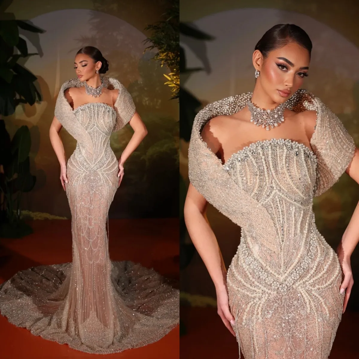 90% OFF Graceful Pearls Crystal Mermaid Wedding Dress – Plus Size Custom Bridal Gown