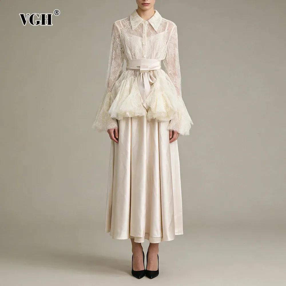white two piece vintage dress Flashback Lace Set in Ivory Ivory / M Machine Washable Size White Polka Dots Fluffy Cape