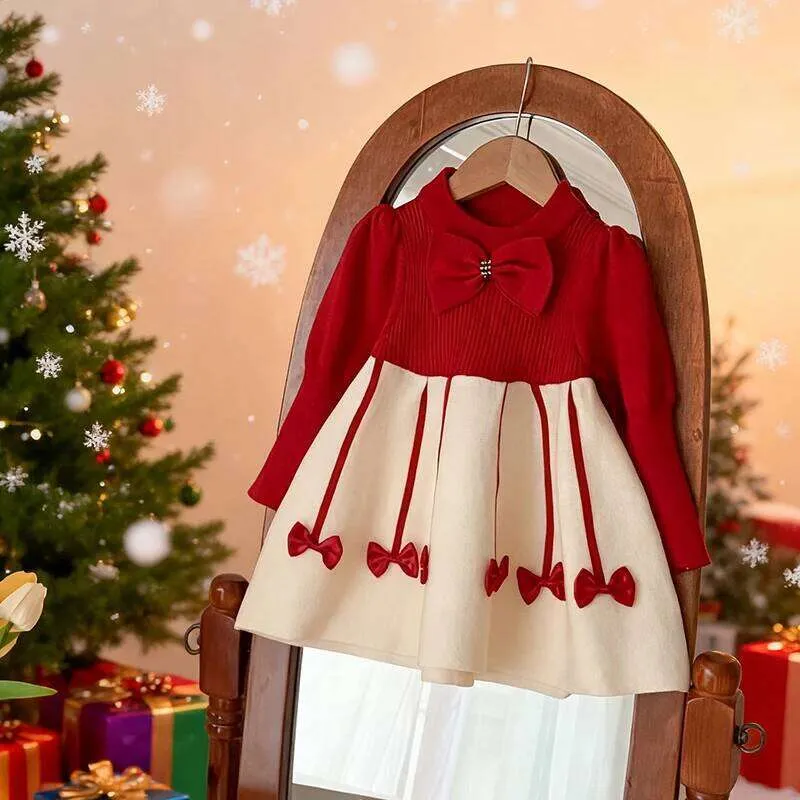 Baby Dress Autumn Winter Girls Party Bow Decoration Princess Dress Christmas Kids Fashion from Dhgate Girl's Dresses