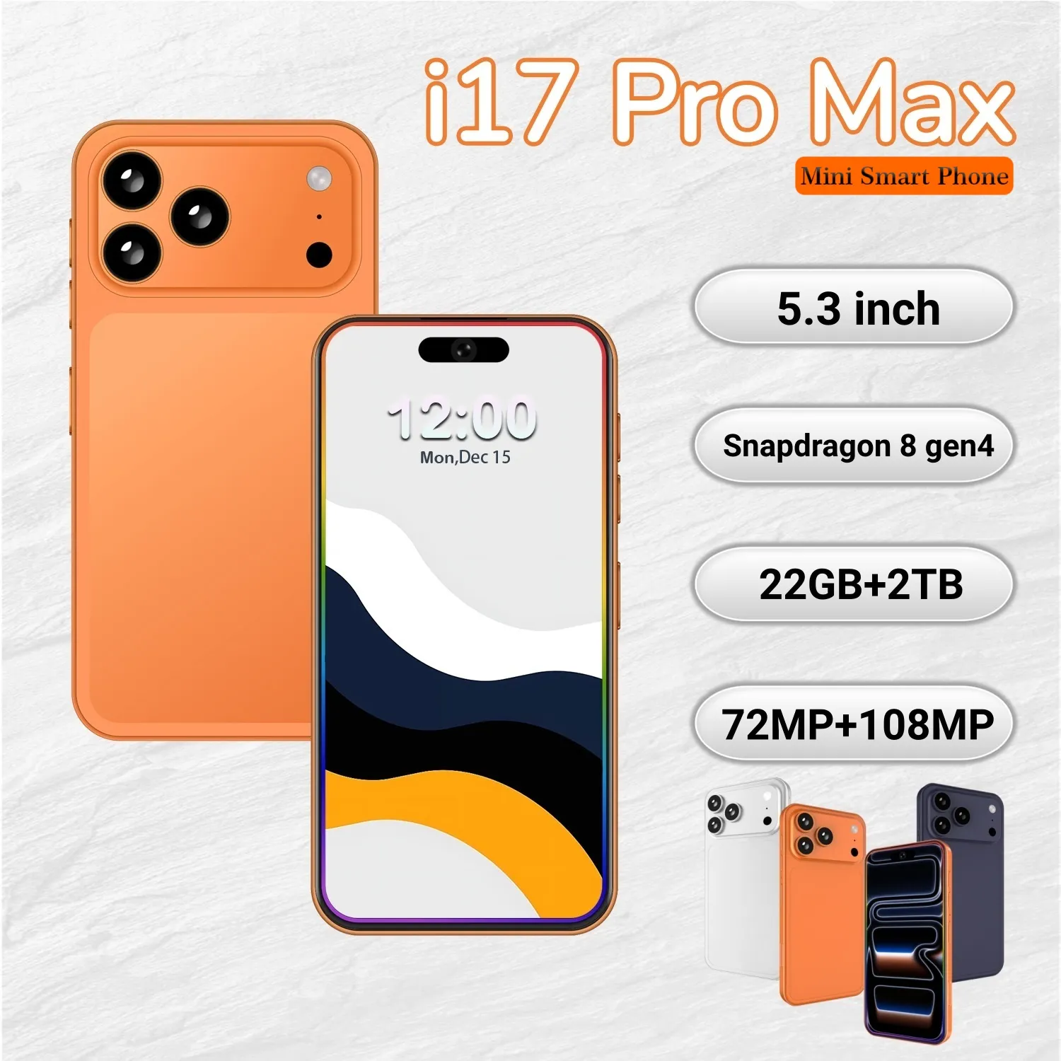 I17ProMax 5G Smartphone   Snapdragon 8 Gen3, 7.3... 