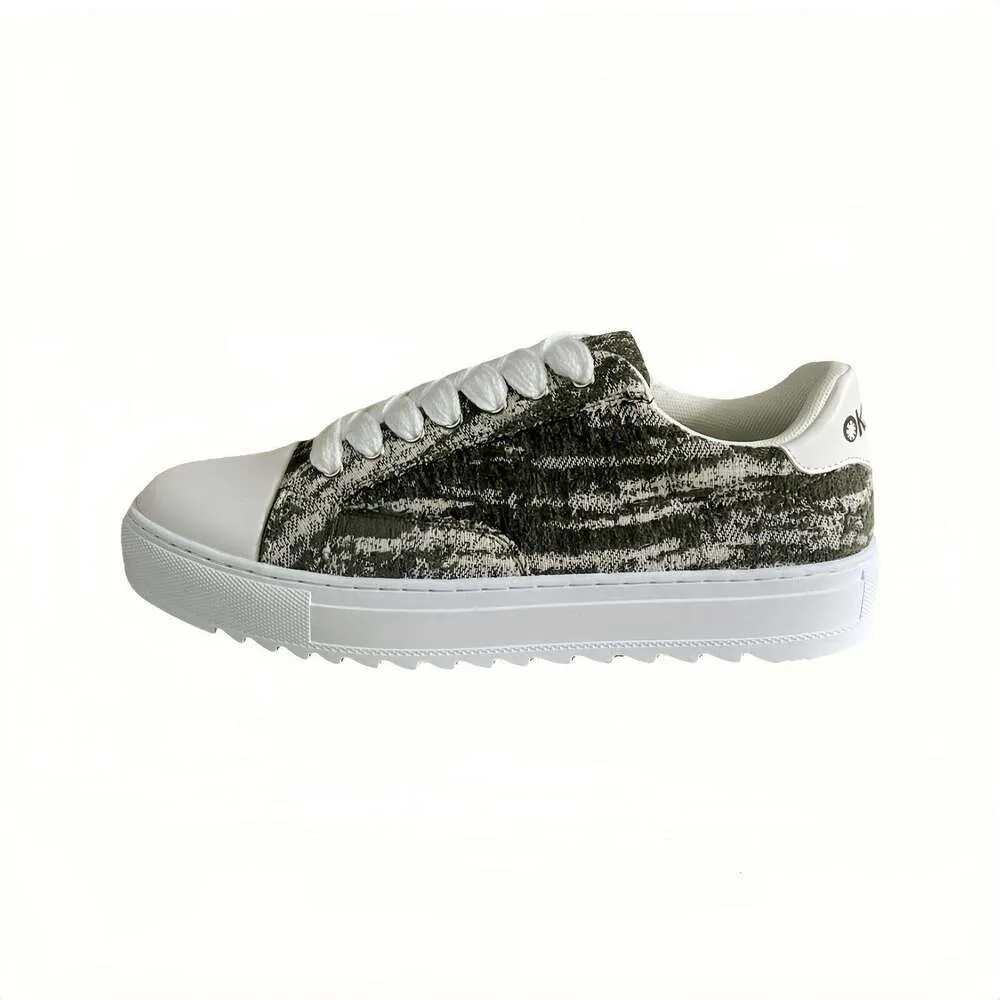 Okimoz Green White Textured Platform Sneakers Casual Comfortable Thick Soled Shoes Big Size_voghion.com