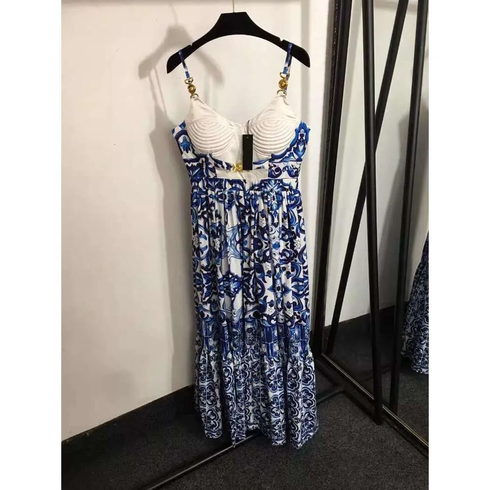 blue and white european dress European Breeze: Blue and White Gingham Dress for a Timeless Summer