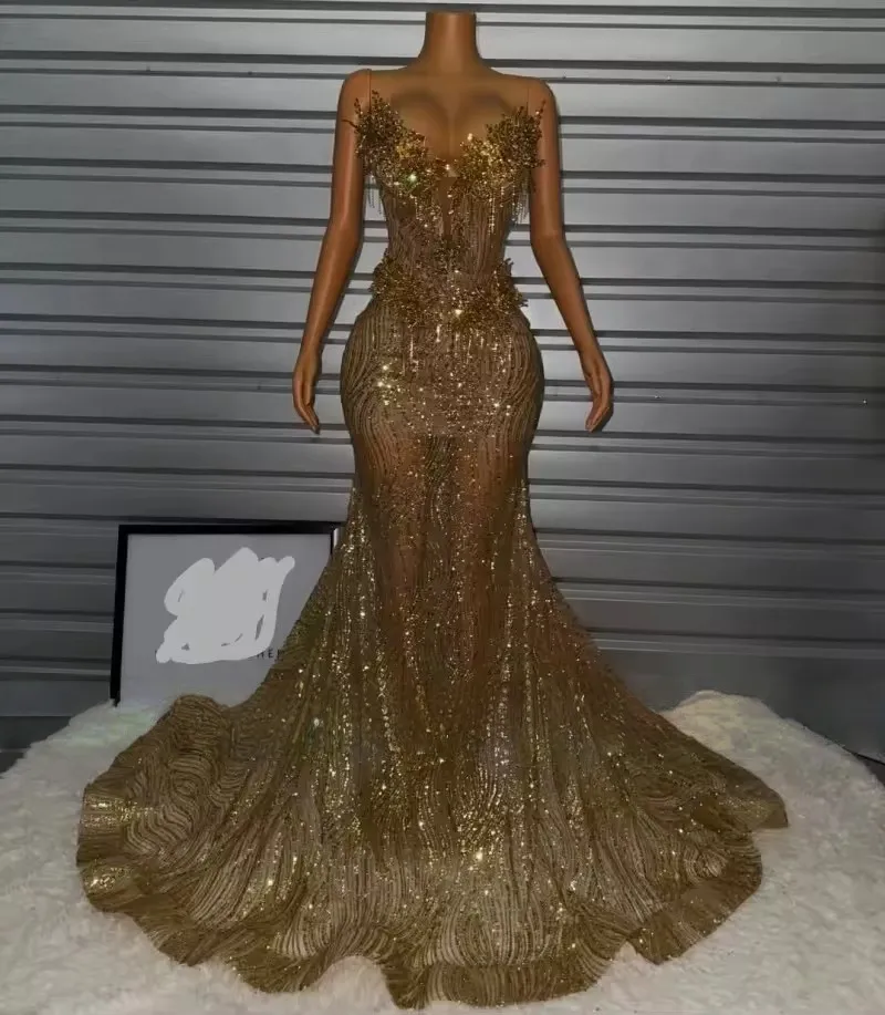 Gold Satin Mermaid Prom Dress, Strapless Sweep Train... From Queenshoebox,  $179.67 | DHgate.Com