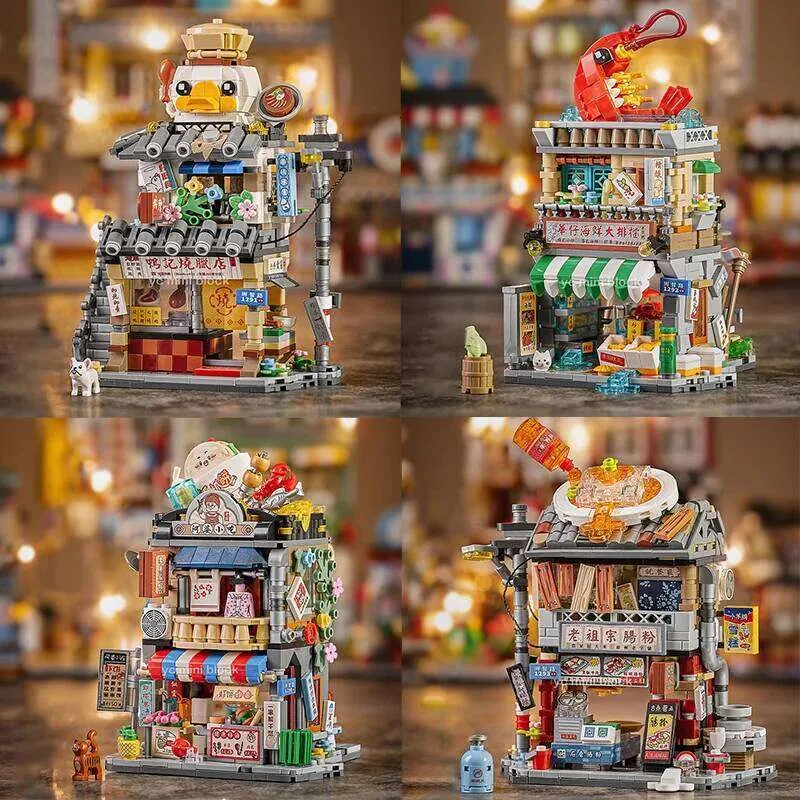 Mini Snack Street Food City Village Building Block DIY Streetview ...
