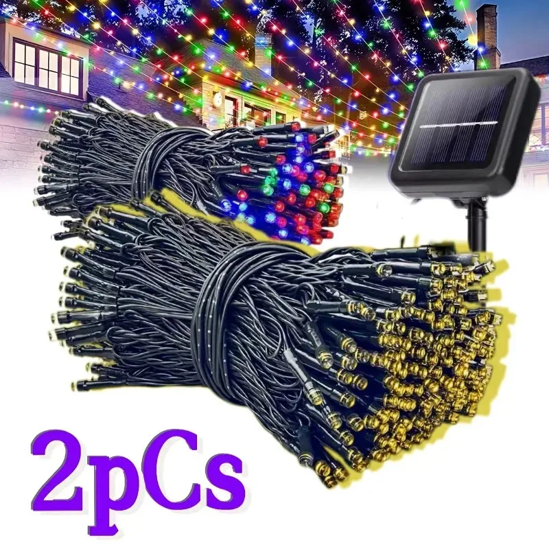 Solar String Lights 100 LED Waterproof with 8 Lighting Modes for ...