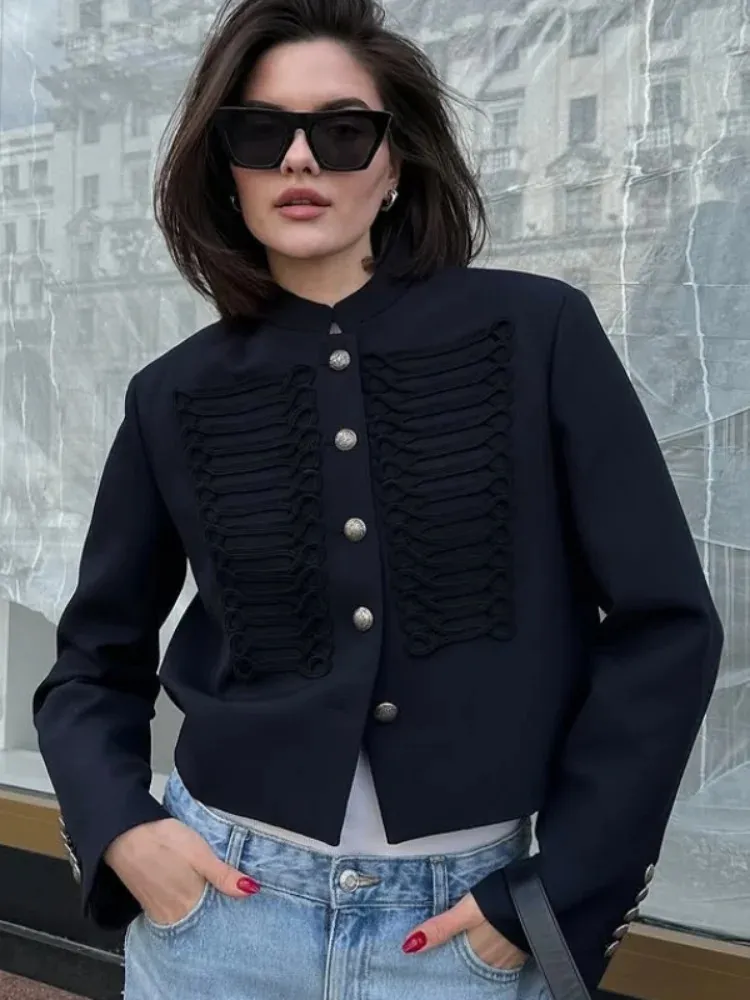 Black Short Military Napoleon Jacket Women Retro Long From 31