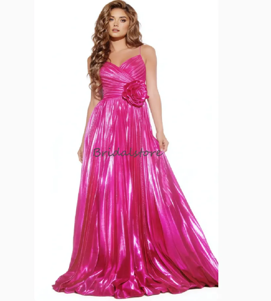 strapless open back dress A Line Sweetheart Keyhole Metallic Satin Slit Prom Dresses – luladress main image 0