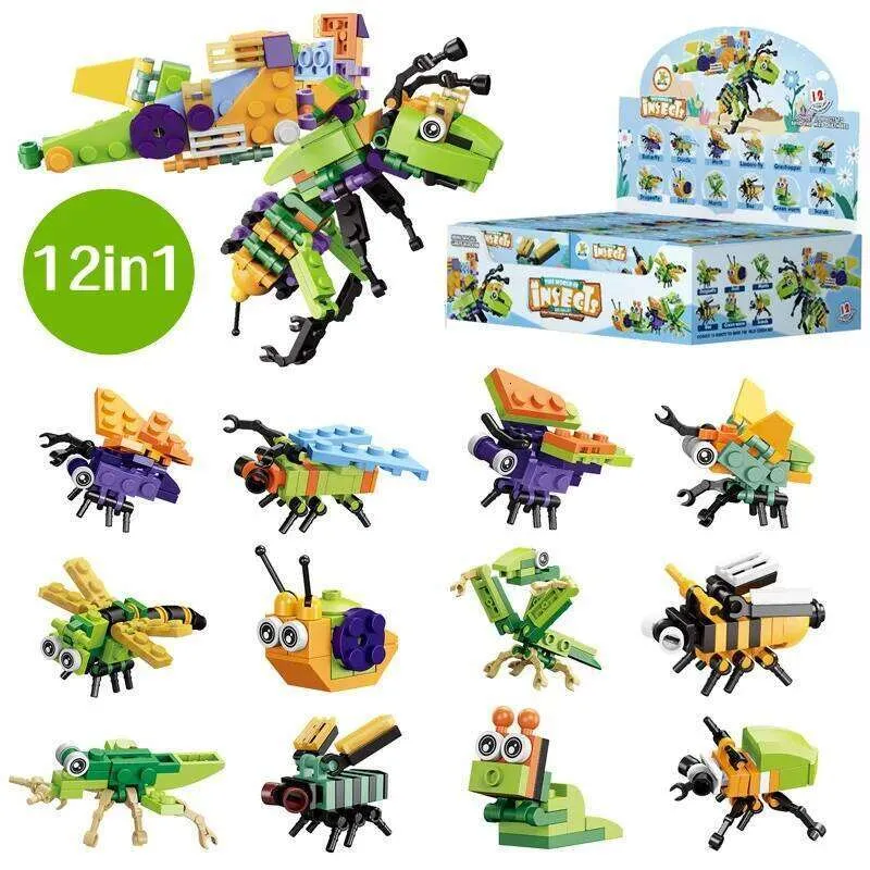 Insect Block Step 12 in 1 Pre Filled Insect Block Set - Mini STEM Building Blocks Toys ...