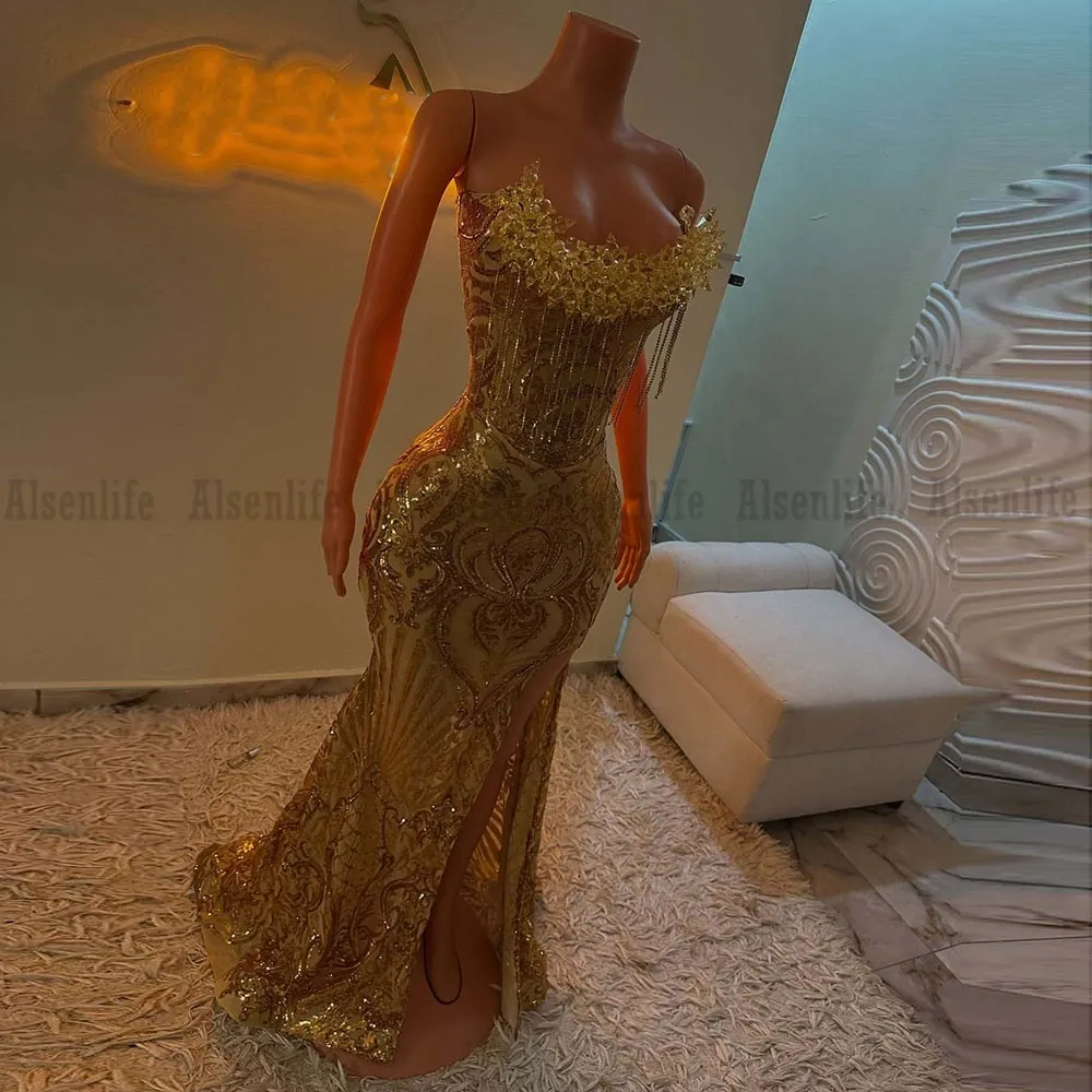 Bespoke Gold Prom Dresses Strapless Mermaid Evening... From Alsenlife,  $143.71 | DHgate.Com