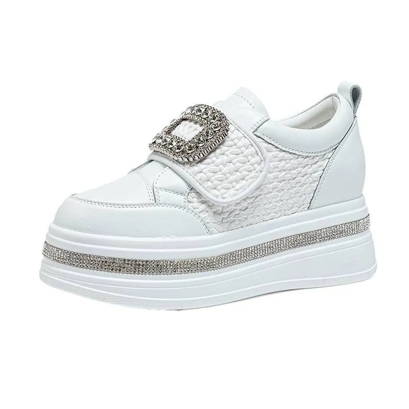 Damen Sneaker Mit Strassschnalle Und Verstecktem Keilabsatz_voghion.com
