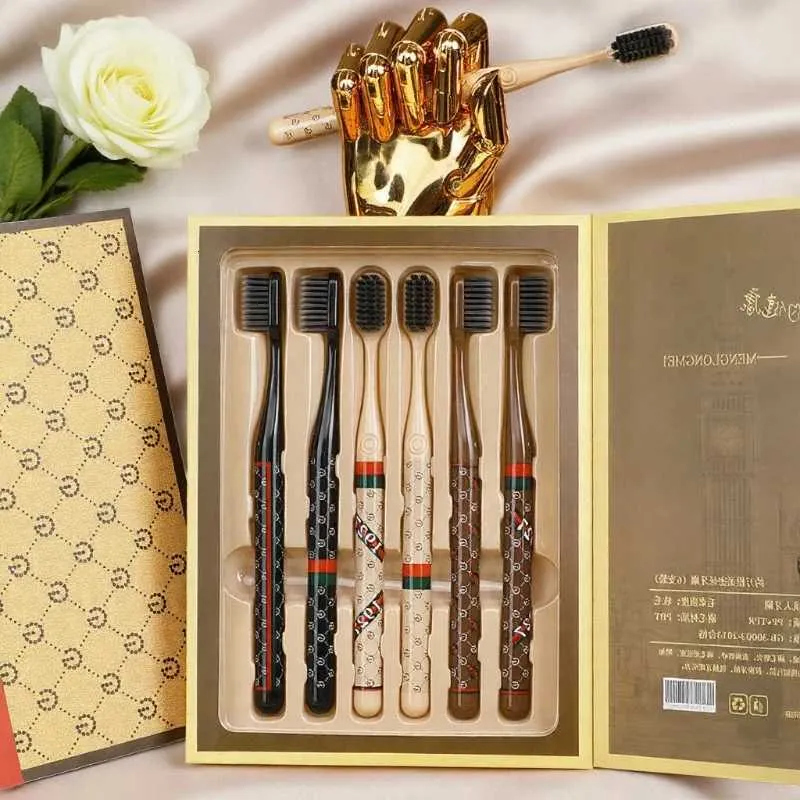 6-Piece High-End Soft Bristle Toothbrush Set with Anti-Slip Handle for ...