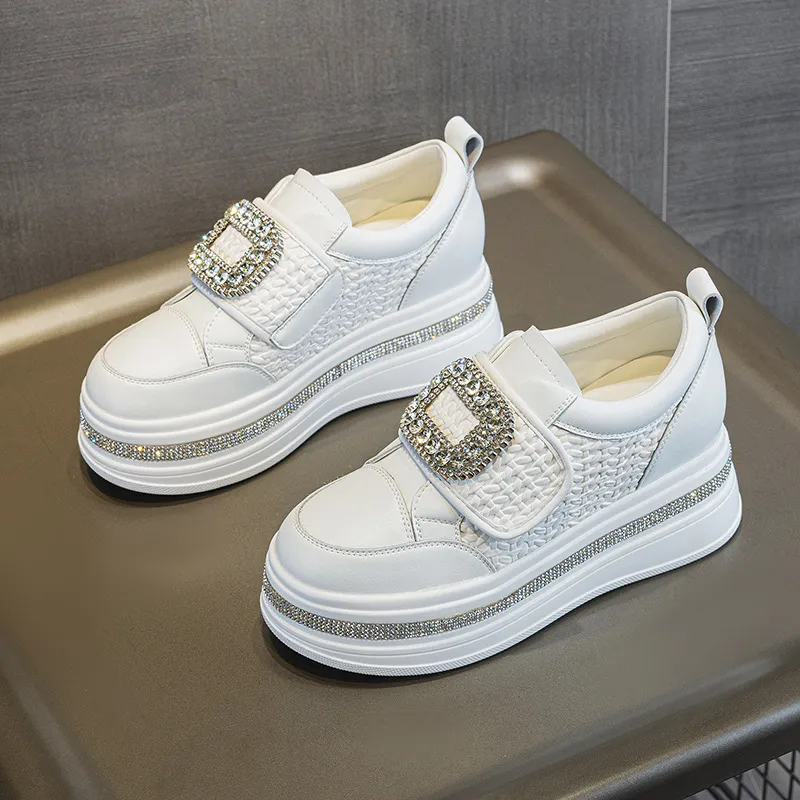 Damen Sneaker Mit Strassschnalle Und Verstecktem Keilabsatz_voghion.com