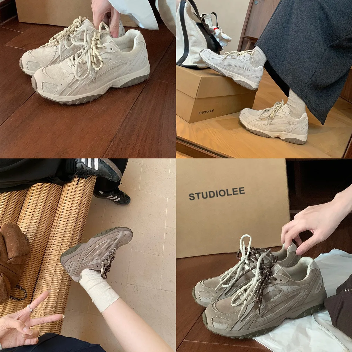 Luxuriöse Retro Sneaker Aus Mesh Und Wildleder Mit Chunky Sohle_voghion.com