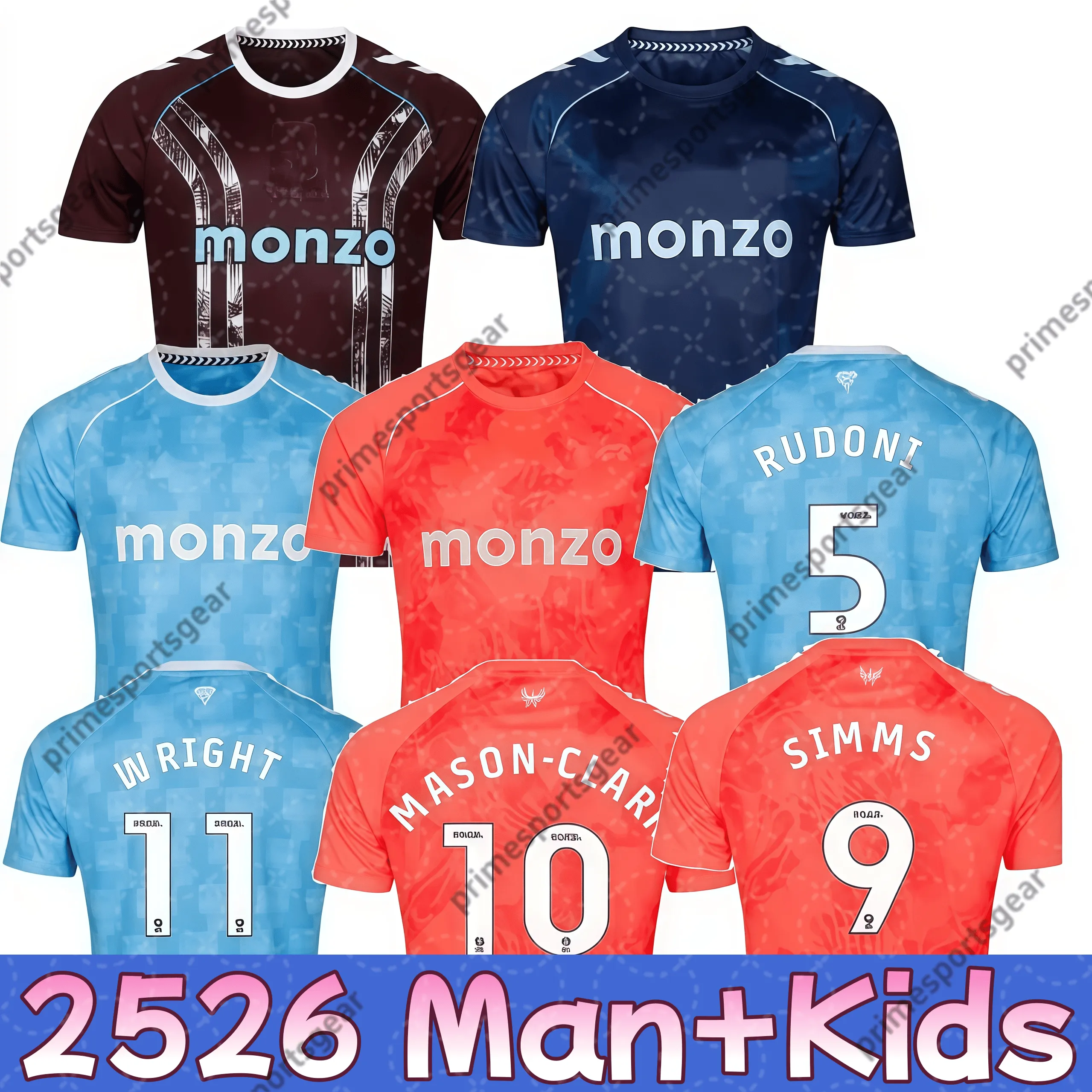 Wright Simms Rudoni 2025 2026 Coventry City Soccer Jerseys 25 26 Rudoni Simms MASON CLARK ...