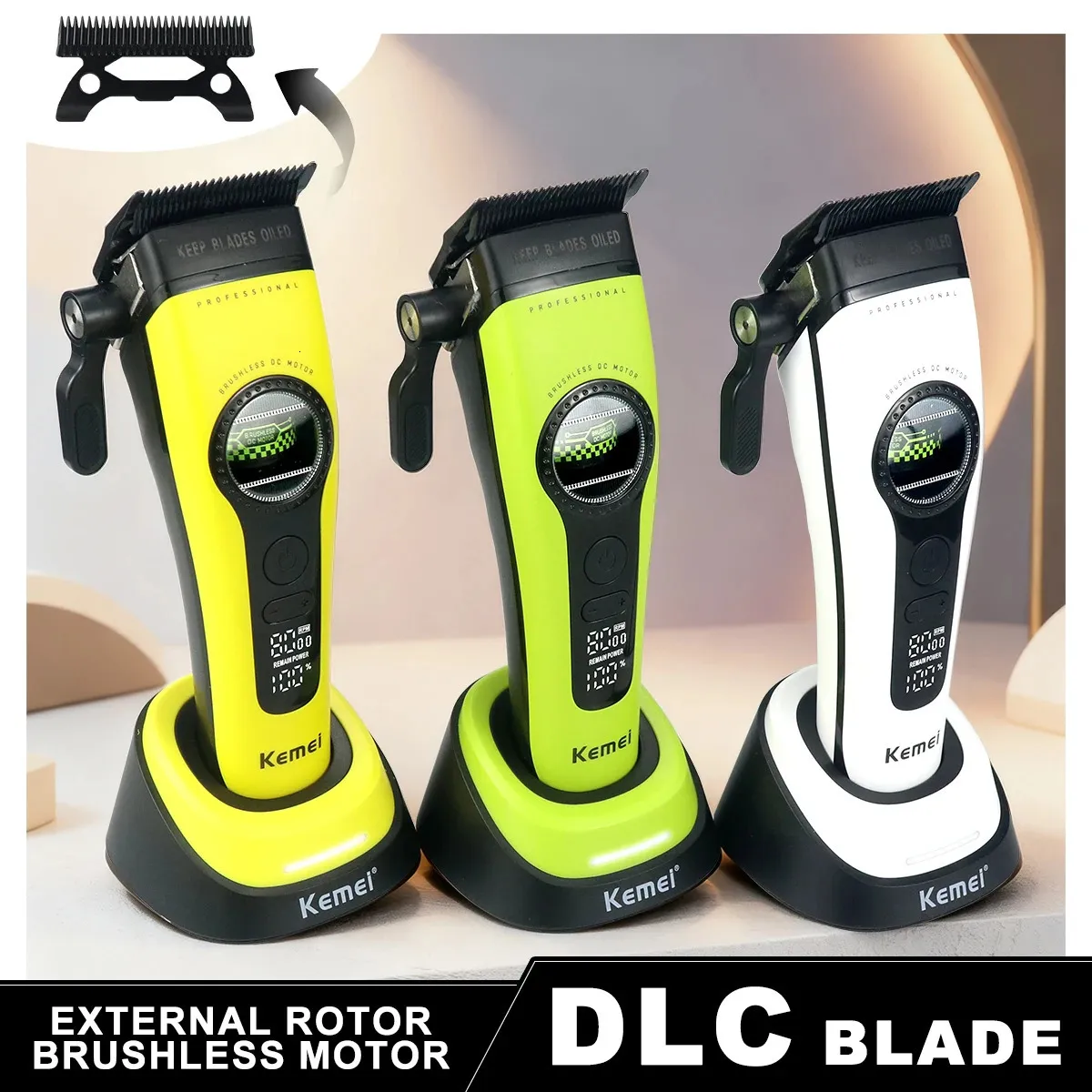 KEMEI KM-1593 Mens Hair Clipper Carbon Blade Brushless Motor