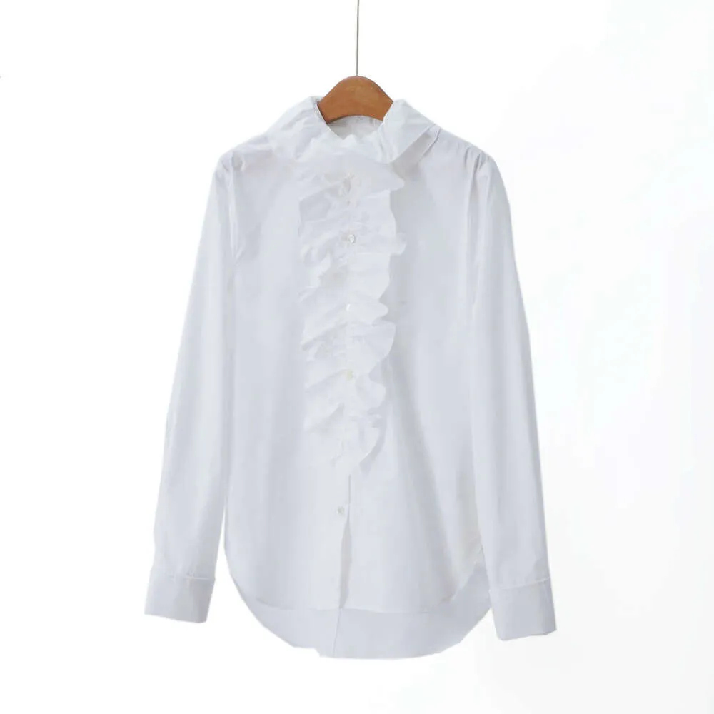 French Elegance Womens Long Sleeve Ruffle Shirt Designer Spring Summer ...