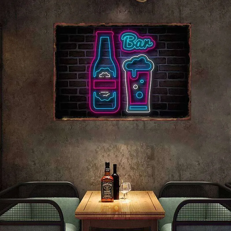 Neon Food And Drink Metal Tin Sign Bar Club Wall... From 