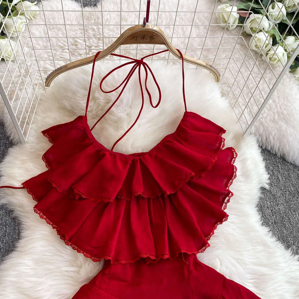 backless knee length dress 2026 A9 designer bright red collar knee-length with ruffled edges from Dhgate Street Style Dresses comb: Clothing - 5 Dresses-Sale