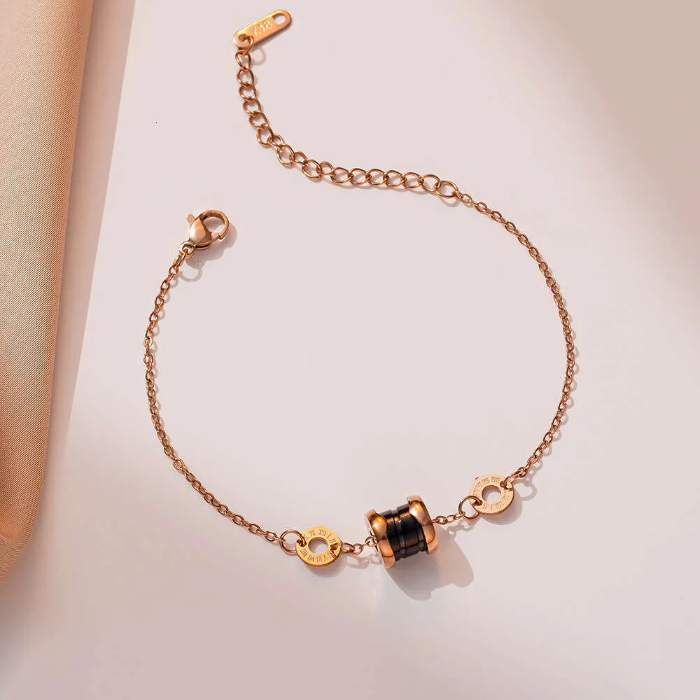 Japanese Korean style stainless steel link chain bracelet with 18K rose ...