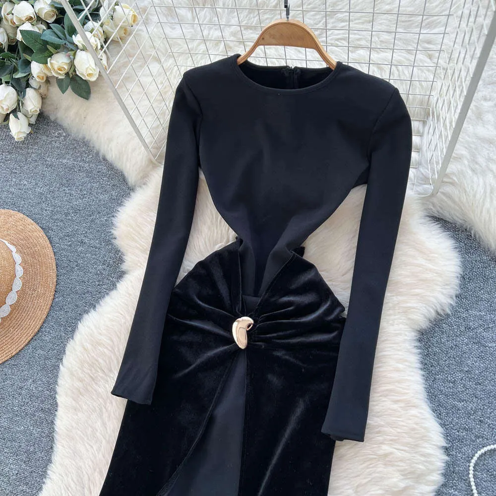 knee length black velvet dress Black Velvet Dresses