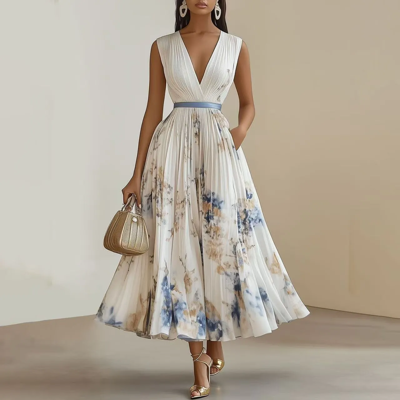 Plus Size Women's Long A-Line Maxi Dress with Purple Floral Print and  V-Neck Empire Waist from Dhgate Plus size Dresses - price 71.89