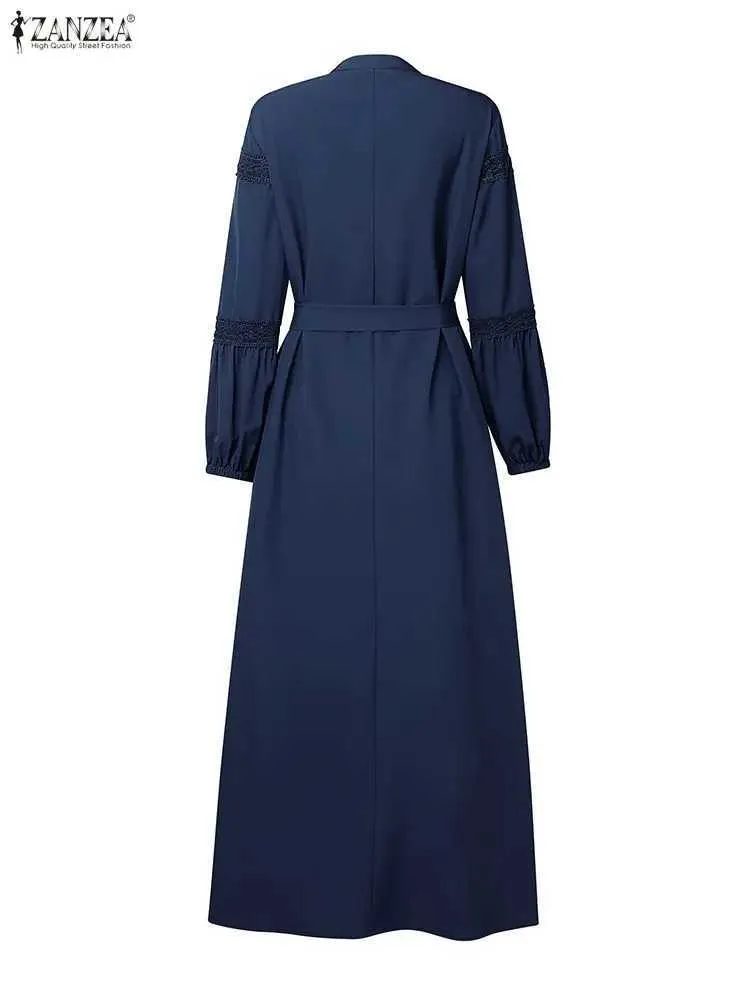 dress female long zanzea Muslim Modest Hijabs Women Long Dresses ZANZEA Lace Patchwork O-Neck Long Sleeve Belted Tiered A-Line Dress Abaya Robes from Dhgate Ethnic Clothing