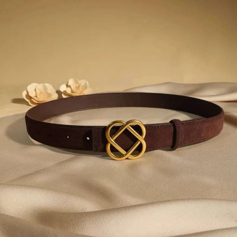 Designer Gold Buckle Suede Leather Ladies Belt For... From  display picture 3